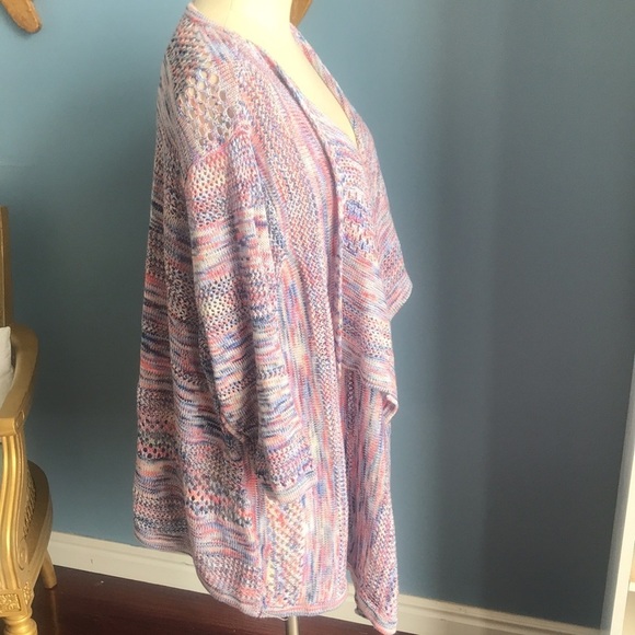 Blair multi color pastel yarn 3/4 sleeves open spring cardigan size 2XL - Picture 6 of 9